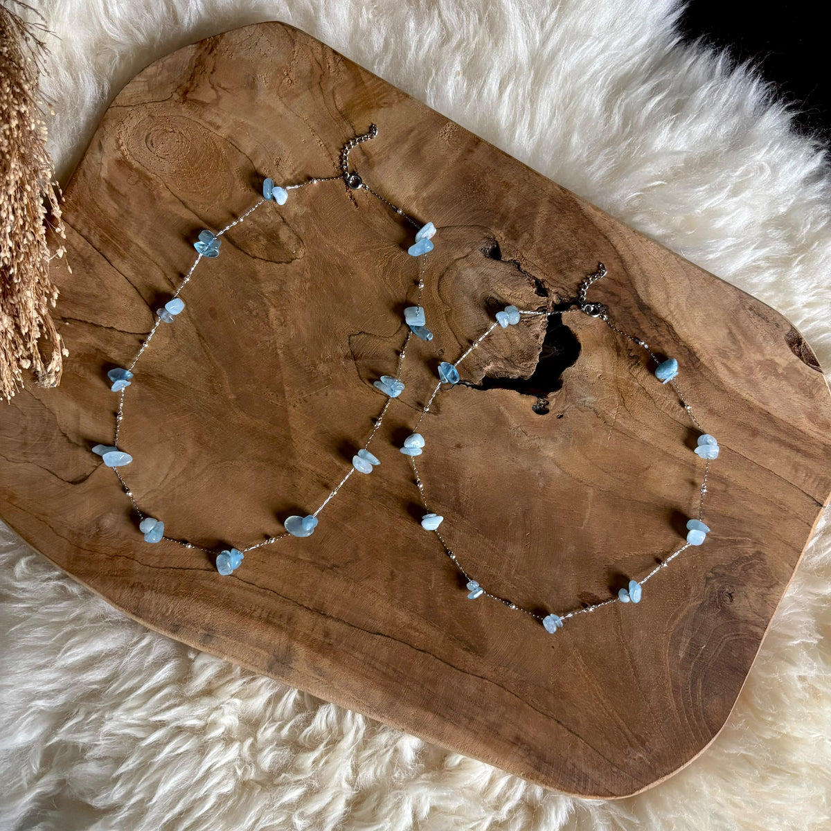 Ketting Lumi - Aquamarijn | Zilver