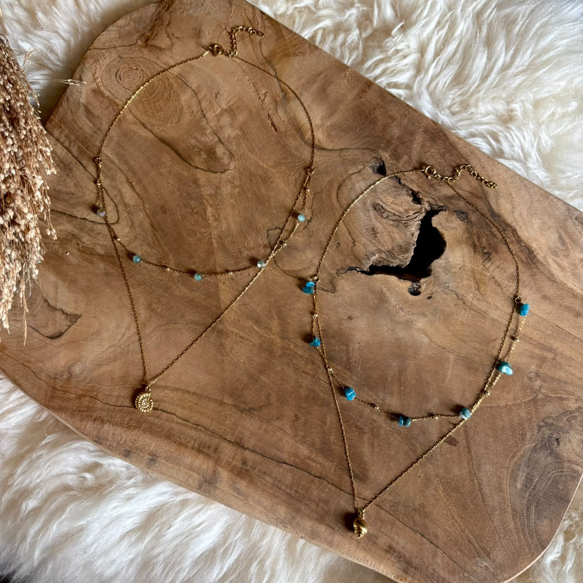 Layered ketting Stella goudkleurig – handgemaakte ketting van Solaire Jewelry