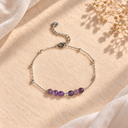 Armband Maris Paarse natuursteen met zilverkleurige details
